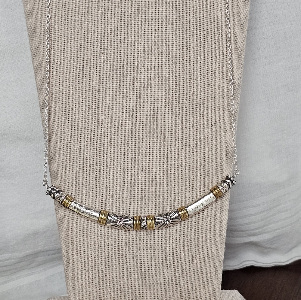 Silpada 925 Silver Necklace with Brass and CZ Accents - Picture 7 of 11